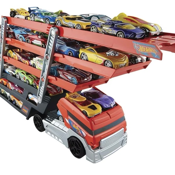 HOT WHEELS BUNDLE! Mega Hauler Truck & HW Toy Car Shark Chomp Transporter. - Picture 7 of 7